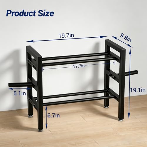 Dumbbell Rack Stand Only 2-Tier 20 IN Length Adjustable Small Weight Rack For Home Gym Dumbbells Kettlebell,350LB Capacity Heavy-Duty Compact Dumbbell Holder