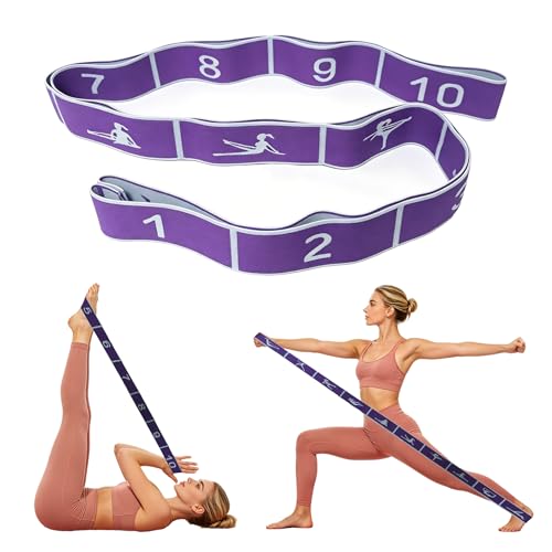 Yoga Stretching Strap, Leg Resistance Bands with 10 Loops Exercise Bands, Yoga Straps for Stretching