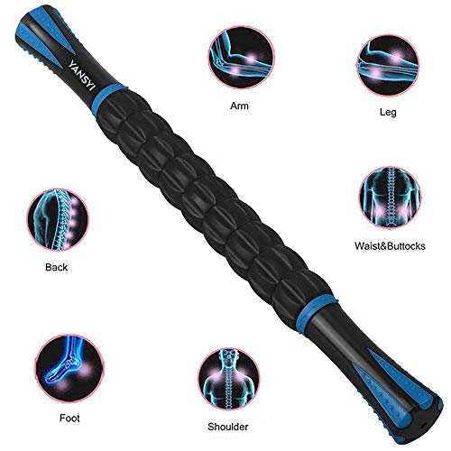 YANSYI Professional 9-Roller Deep Tissue Massage Stick - Portable Muscle Recovery Roller for Athletes, Relieves Post-Workout Soreness & Leg/Back Pain - Portable Physio Tool (Blue 1)