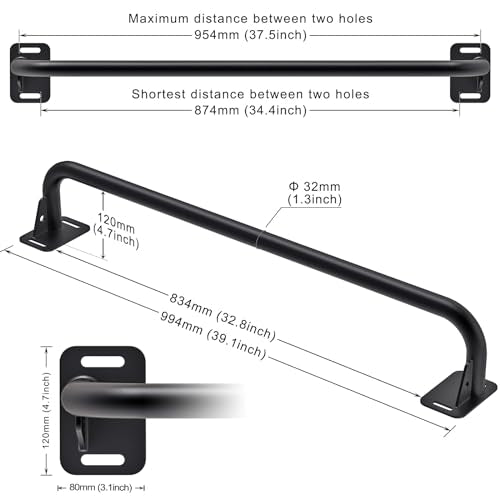 SELEWARE Heavy Duty Welded Pull Up Bar Wall/Joist/Ceiling Mount Chin Up Bar - color: A1: Black 36" Wall Mount Pull Up Bar
