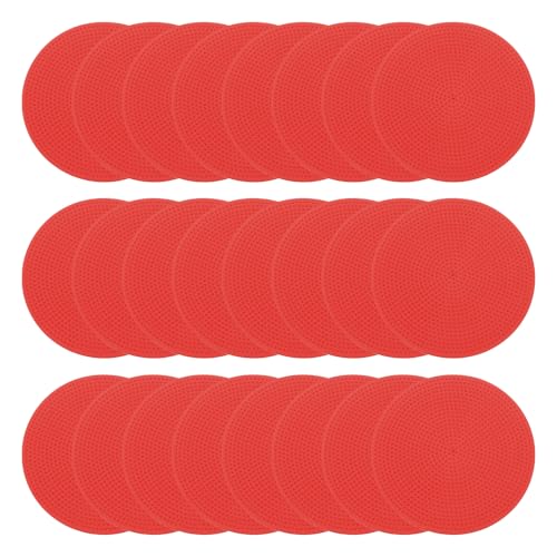 PATIKIL 6 Inch Poly Spot Markers, 24Pcs Non Slip Rubber Floor Dots with Storage Bag Flat Agility Cones for Sports Training Basketball Football, Red