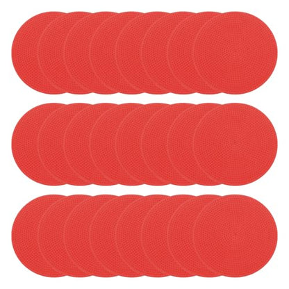 PATIKIL 6 Inch Poly Spot Markers, 24Pcs Non Slip Rubber Floor Dots with Storage Bag Flat Agility Cones for Sports Training Basketball Football, Red