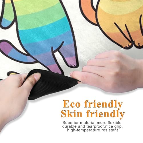 Cute Rainbow Cat Yoga Mat Thick Non Slip Yoga Mat Workout Mat for Men Women, Exercise & Exercise Mat for Home Gym, Yoga, Pilates, Stretching, and Floor