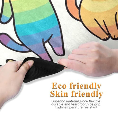 Cute Rainbow Cat Yoga Mat Thick Non Slip Yoga Mat Workout Mat for Men Women, Exercise & Exercise Mat for Home Gym, Yoga, Pilates, Stretching, and Floor