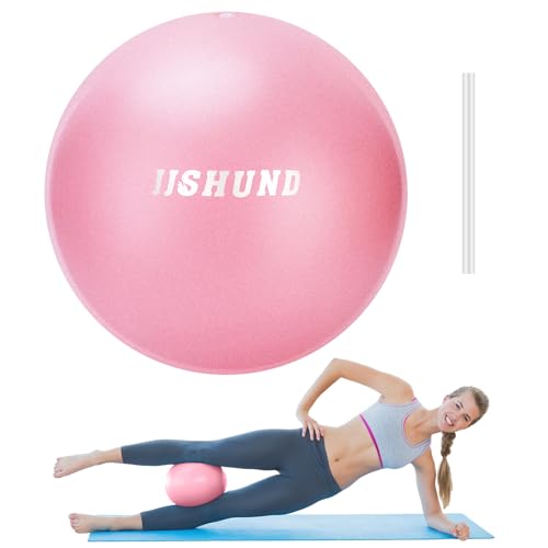 jjshund Pilates Ball, 9,8 Inch Small Exercise Mini Soft Workout Yoga Ball with Exercise Guide, for Home Gym Yoga, Pilates, Core Training, Workout, Balance, Stability - color: Pink, size: 25 cm
