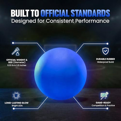 Glow in the Dark Lacrosse Ball | Official Size & Weight | 2 Pack | Night Practice & Training - color: Sky Blue