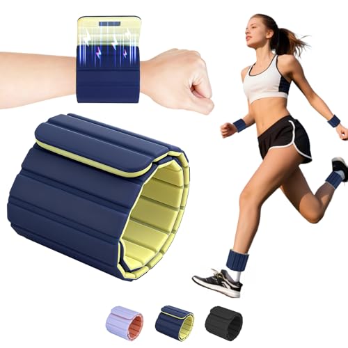 Magnetic Wrist Ankle Weights – Adjustable Ankle and Wrist Weights for Women & Men – 2 Pack (1LB Each) Stackable Magnetic Silicone Arm Bands Non-Slip, Waterproof, Easy Wear – Ideal for Pilates, Yoga, Running & Walking - color: Blue-Yellow