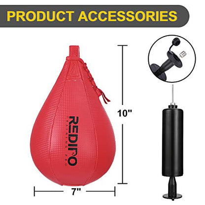 Superior Boxing Speed Bag - PU Leather Speed Punching Ball - Heavy Duty Hanging Swivel Ball for Gym & MMA Muay Thai Sports Fitness - Punching Dodge Striking Speed Reflex Ball - color: Red（10"x7"）