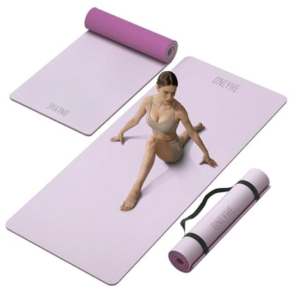Wide Yoga Mat Thick(10mm) Exercise Mat Non Slip Anti-tear,72"x35" Extra Large Pilates Mats for Home Workouts, Gym & Floor Stretching with Carrier Strap