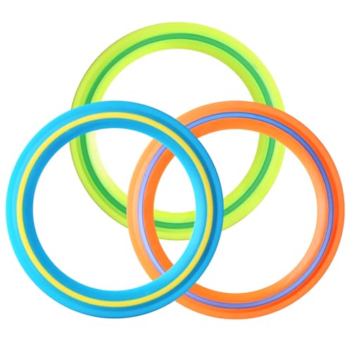 JEEFUD Flying Disc for Kids Adults 11 inch Flying Ring, 3 Pack Beach Backyard Sports Play Soft Discs, Sport Outdoor Tossing Toy Gift for 4+ Year Old Boys Girls Family 3PCS (Yellow，Orange & Turquoise)