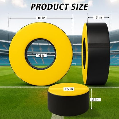 Football Tackle Wheel with Bonus Round Seat Pad, Youth Football Tackle Ring with Side Straps, High-Density Foam Tackle Dummy, Water-Resistant PU Leather Football Practice Equipment