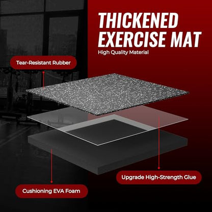 SUPERJARE 0.79'' Extra-Thick Exercise Equipment Mats, 12 Pcs 48 Sq Ft Rubber Top Floor Tiles with High Density EVA Foam, Interlocking Gym Flooring for Home Gym, Workout Mat, Black/Grey