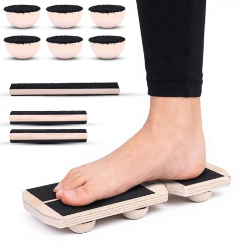 Ankle Balance Board, Non-Slip Strengthener Wood Wobble Board for Sprained, Posture Correction - Home Stability Exercises Balance Board