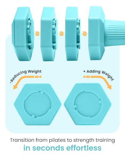 Adjustable Dumbbell Set, 4-in-1 Hand Weights, 5/6 LB Pair for Women Men - color: Blue, style: 10 lbs Pair [5 lbs Each]