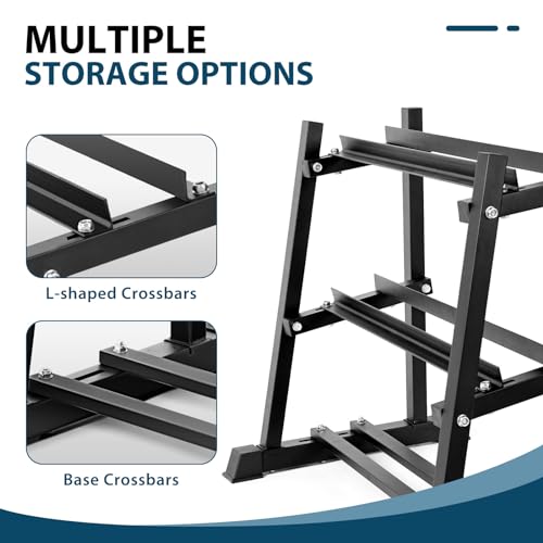 Dumbbell Rack, Bongkim Dumbbell Set with Rack Stand, Dumbbells Weights Rack for Home Gym, Weight Rack for Dumbbells, Kettlebells, and Weight Plates 1100LBS