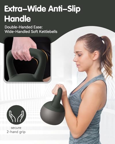 Soft Kettlebell - Cushioned Impact-Resistant Base and Anti-Slip - color: Black-Green