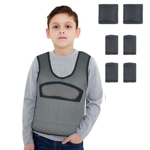 Weighted Vest for Kids Including 6 Removable Weights, (Large, Ages 10+) - color: Grey, size: Large