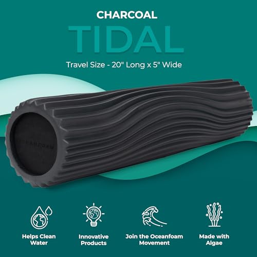 Tidal Roller - Charcoal - Muscle Massage Foam Roller for Back Pain & Stretching - Firm and Ergonomic Wide Wave Textured - Yoga, Athletics, & Wellness - Full Size, 20" x 5" - color: Charcoal
