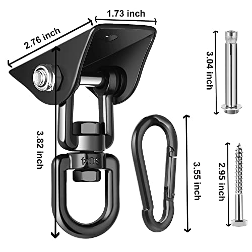 Porch Swing Hanging Kit, 360°Rotating 1200 lb Capacity Hanger for Porch Swing, Hammocks, Swing Chair (2 Pack)