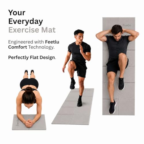 Foldable Yoga Mat, 72" x 24", 6mm Thick, Lightweight & Non-Slip - color: Gray