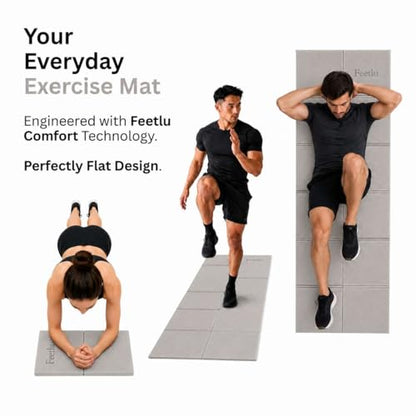 Foldable Yoga Mat, 72" x 24", 6mm Thick, Lightweight & Non-Slip - color: Gray