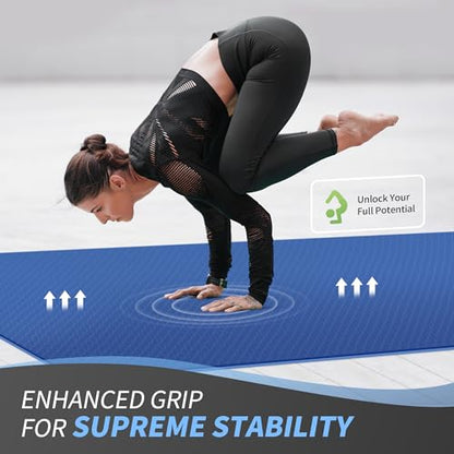 CAMBIVO Yoga Mat 72" x 48" Large Workout Mat for Home Gym Flooring | 6mm-12mm (0.24"-0.48") Extra Thick Exercise Mat for Apartment Fitness | High-Density TPE Cushioning for Joint Protection