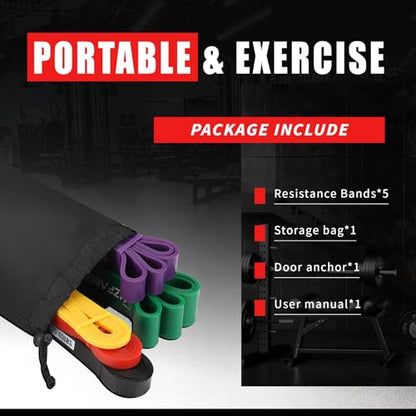 Professional Resistance Bands, Pull Up Assistance Bands Set with Door Anchor, Exercise Workout Bands for Working Out, Body Stretching, Fitness, Physical Therapy, Muscle Training for Men & Women