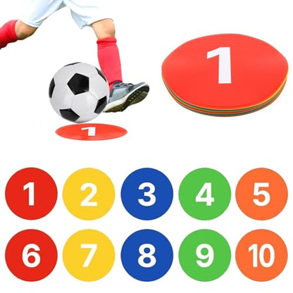 10PCS 9in Poly Spots for Gym Floor, Cake Walk Game Floor Markers Flat Soccer Cones Floor Dots Speed and Agility Training Equipment for Soccer Basketball Sports