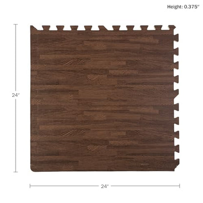 Stalwart Wood Grain Foam Floor Tiles - 24sqft Total, Dark, 6-Pack - color: Dark Wood Grain, size: 6 Pack