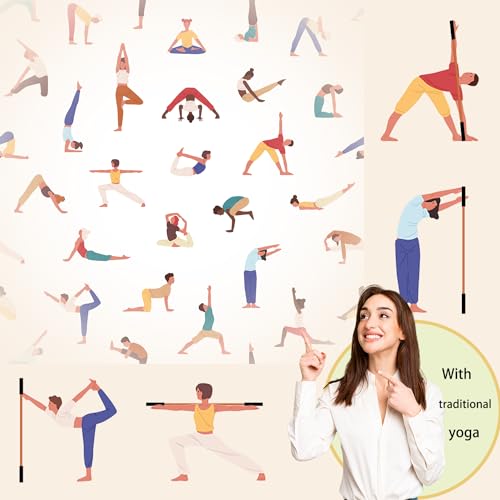 5ft Yoga Stick from Natural Bamboo with Non-Slip Handle-Stretching Stick for Mobility, Flexibility,Exercise,Workout, Physical Therapy,Pilates,Balance Fitness-Access Online Video Guide Without Any Info - color: All Black 5ft