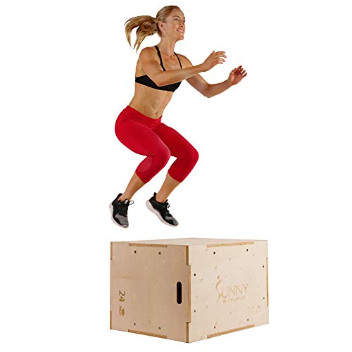 Sunny Health & Fitness Foam Plyo Box with Adjustable Heights and High Weight Capacity - style: 30" Max - Wood