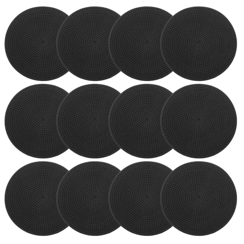 PATIKIL 9 Inch Poly Spot Markers, 12Pcs Non Slip Rubber Floor Dots with Storage Bag Flat Agility Cones for Sports Training Basketball Football, Black