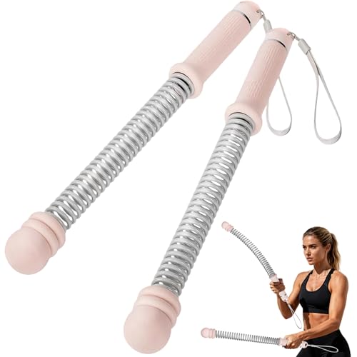 Ropeless Battle Ropes, 2 Pack Portable Cordless Battle Ropes for HIIT & Cardio Full-Body Workout Tool with Non-Slip Spiral Handles, Travel-Friendly Home Gym Equipment for Women - color: Shell Pink