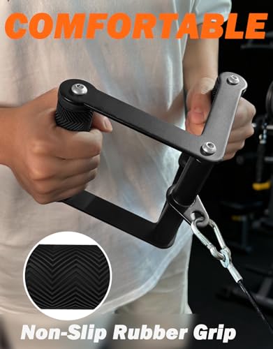 Double D Row Handle Cable Attachments for Gym, Non-Slip V Bar Attachment for Home Gym Equipment, T Bar Row Attachment for Back Training, LAT Pulldown Attachments and Cable Machine Attachment