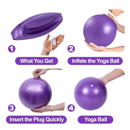 nononfish Mini Exercise Barre Ball for Yoga,Pilates, Stability Exercise Home Workout, Core Training and Physical Therapy Small Bender Ball 9 Inch with Inflatable Straw