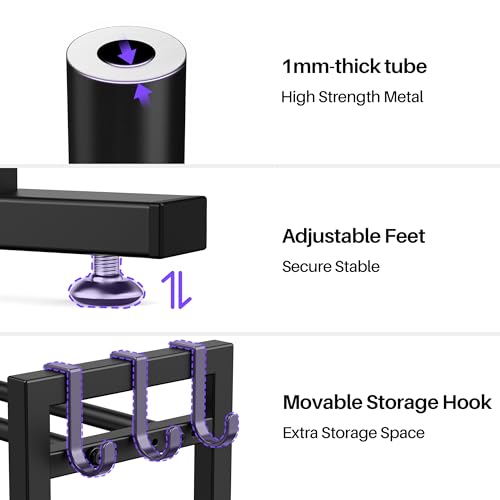 niffgaff 3 Tier Adjustable Dumbbell Rack, Weight Rack for Home Gym, 450 lb Capacity with Extra Storage Hooks
