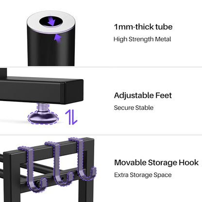 niffgaff 3 Tier Adjustable Dumbbell Rack, Weight Rack for Home Gym, 450 lb Capacity with Extra Storage Hooks
