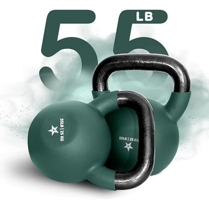 Yes4All Kettlebell, 5-65 LB Neoprene Coated Cast Iron Kettlebells, Wide Grip Handle & Flat Bottom for Swings, Squats, Deadlifts, Push Ups & Full Body Training at Home Gym - Single & Set - color: M. 55LB - Dark Blue, style: A. Single