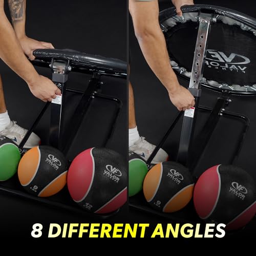 Valor Fitness Adjustable Medicine Ball Rebounder Trainer with Ball Storage, 8-Position Reaction Trainer for Sports Training, Physical Therapy, Reflex & Solo Workouts