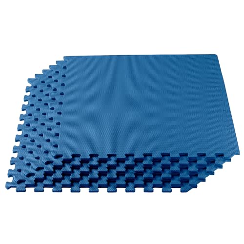 We Sell Mats 1/2 Inch Thickness Multipurpose EVA Foam Floor Tiles, Interlocking Floor Mat for Indoor Gym and Home Use, 24 in x 24 in, Blue, 100 Square Feet (25 Tiles) - color: Blue, style: 100 Square Feet (25 Tiles)