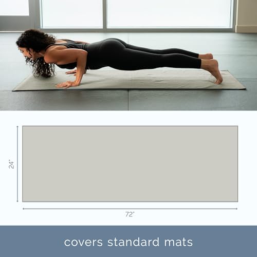 S&T INC. Aura Yoga Mat Towel with Non-Slip Grip, Enhanced Silicone Grip, Soft and Absorbent for Gym, Pilates, and Hot Yoga Mat, 2 Pack, 24 inches x 72 inches, 340GSM, Grey - color: Grey 2-pack