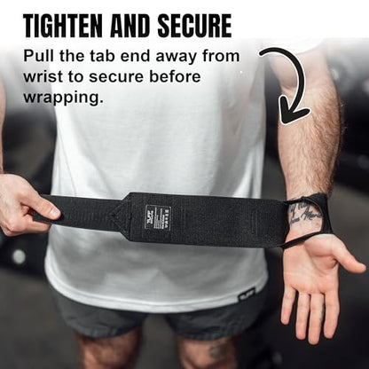 TuffWraps 16" Wrist Wraps: No Thumb Loops, Quality Gym Wrist Wraps for Weightlifting, Bench Press, Powerlifting, and Cross-Training—Try The Belt Loop Tightening System - color: Black/Black