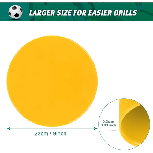 4inch & 9inch Poly Spots Spot Markers for Gym Floor, 12/24 Pcs Flat Cones Non-Slip Rubber Floor Dots Agility Markers for Soccer Basketball Sports Speed Training, Dance, Classroom Activities - style: 24Pcs 9 inch Yellow