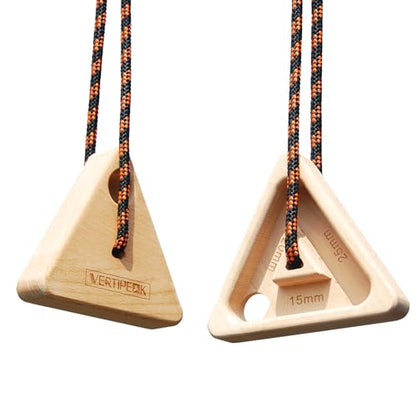 Portable Hangboard Rock Climbing, 2 pack Triangular Wooden Climbing Fingerboard with 3 Multi-Depth Pockets, Finger Strength, Arm Workout & Pull-up Training