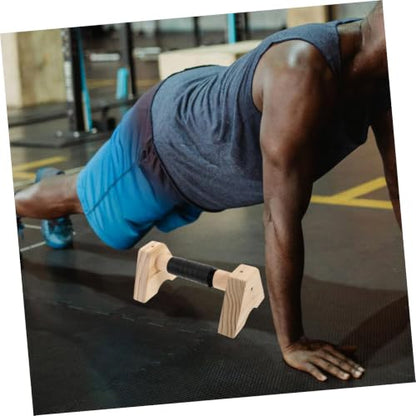 Cabilock Wooden Push up Bars Parallettes Set, Beech Wood Push up Stands with Non-slip Base, 30cm Strength Training Equipment for Men and Women Home Workout and Calisthenics