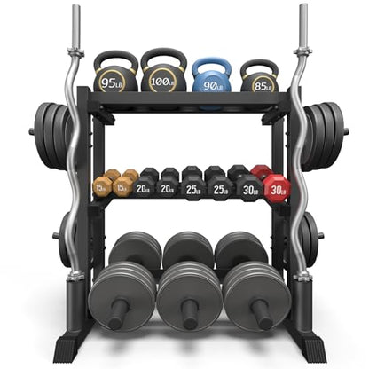 Jusgym Dumbbell Rack Stand Only, 3 Tier Adjustable Height & Angle 1100LBS - size: 18.78 x 48 x 36.54 inches