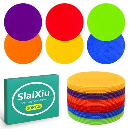 slaixiu 30PCS 4" Rubber Floor Dots - Non-Slip Gym Circles for Kids Agility Training, Classroom Carpet Markers & Sit Spots