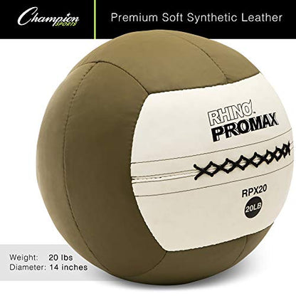 Champion Sports Rhino Promax Wall Balls - Soft Shell Non-Slip Grip for Weightlifting, Plyometrics, Cross Training, & Home Gym