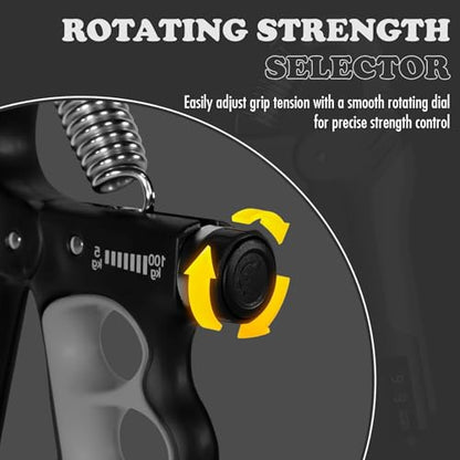 Adjustable Grip Strength Trainer Hand Gripper for Grip Strength, Forearm & Wrist Strengthener, Hand Exerciser for Strength Training & Therapy 11-220Lbs(5-100KG) - color: Gray