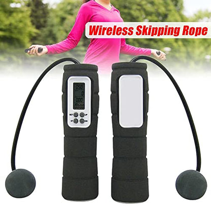 Digital LCD Cordless Jump Rope Skipping Counter Calorie Timer Fitness for Indoor Outdoor Use